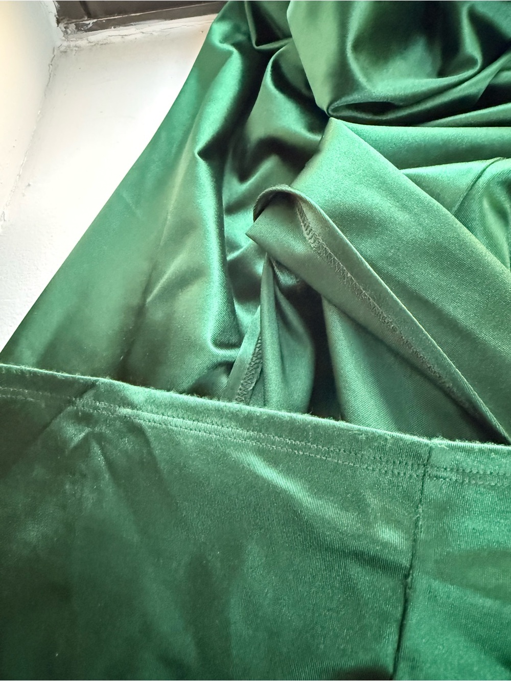 Windsor Forest/Hunter Green Satin Slip Maxi Dress with Side Slit - Mayra Dress - Picture 6 of 7